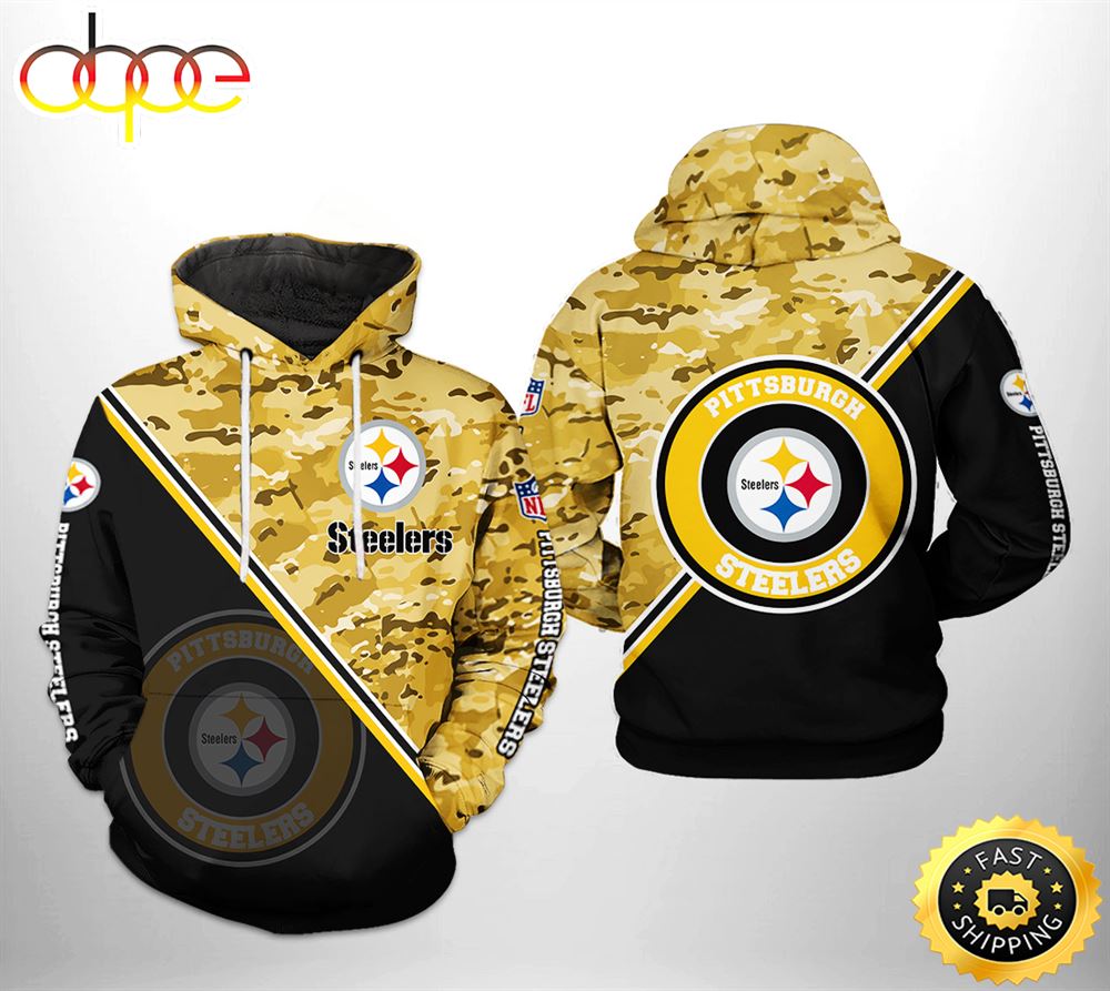 Pittsburgh Steelers NFL Camo Team 3D Printed HoodieZipper Hoodie
