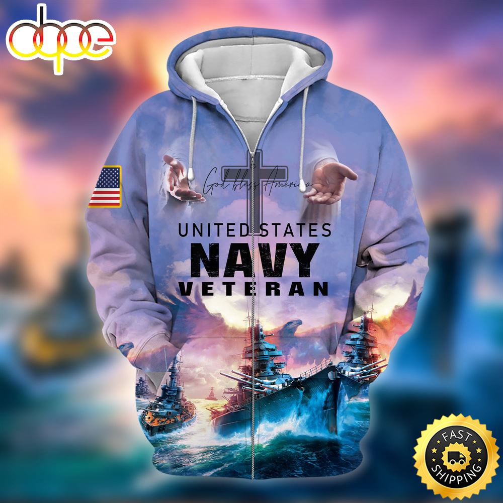 Premium God Bless America Zip Hoodie