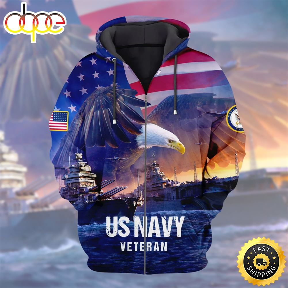Premium U.S Navy Veteran Collection Zip Hoodie