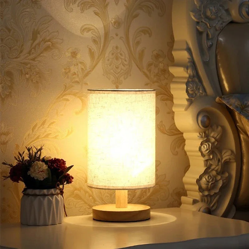 USB Plug Night Light Chinese Style Lamp LED Table Lamp Simple Dimmable  Fabric Lampshade Living Room Bedroom Bedside Lighting