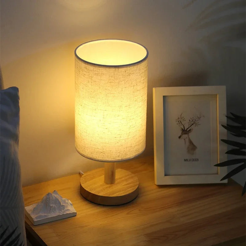 USB Plug Night Light Chinese Style Lamp LED Table Lamp Simple Dimmable  Fabric Lampshade Living Room Bedroom Bedside Lighting
