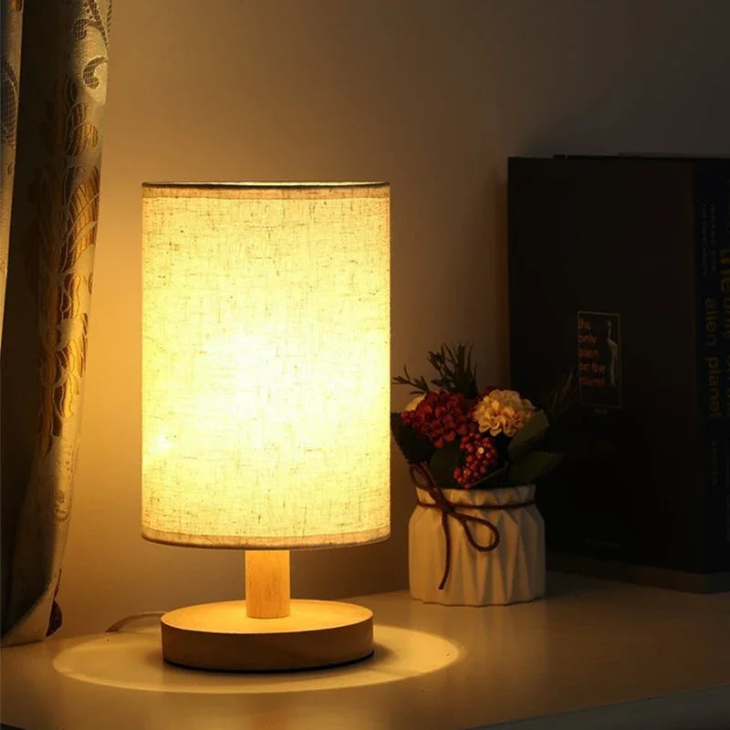 USB Plug Night Light Chinese Style Lamp LED Table Lamp Simple Dimmable  Fabric Lampshade Living Room Bedroom Bedside Lighting