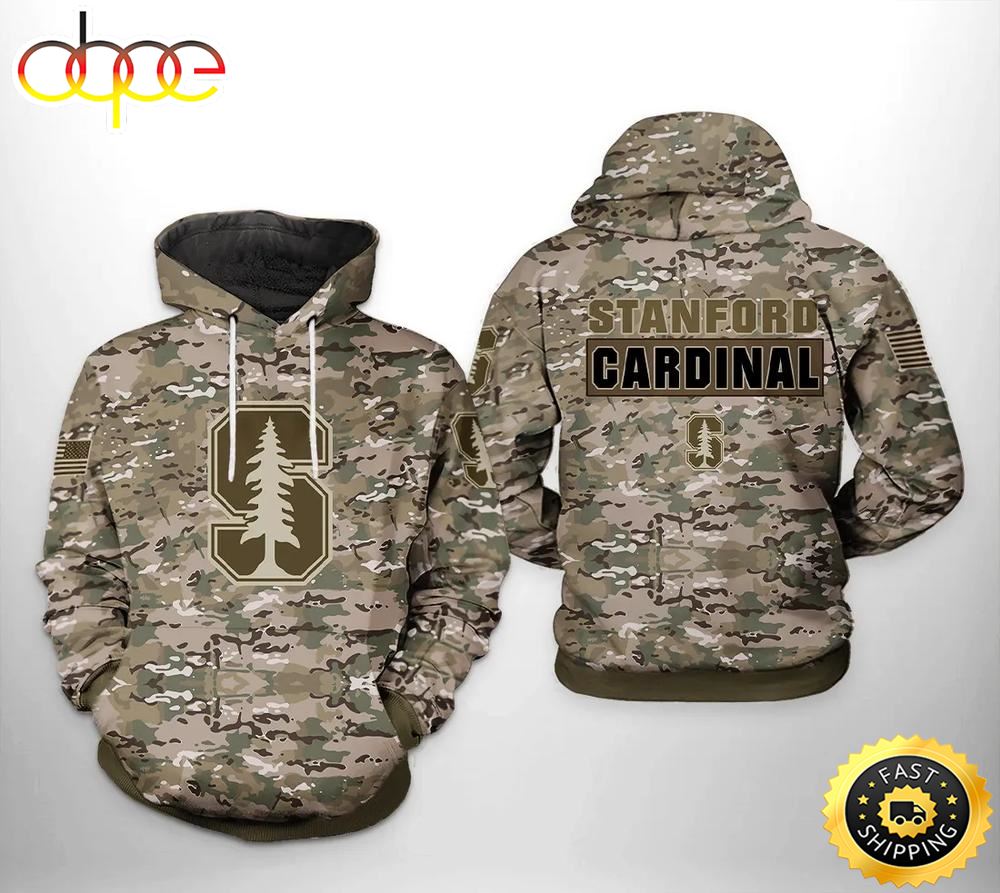 Stanford Cardinals Camo Veteran 3D Hoodie Stanford Cardinal Gifts For Men