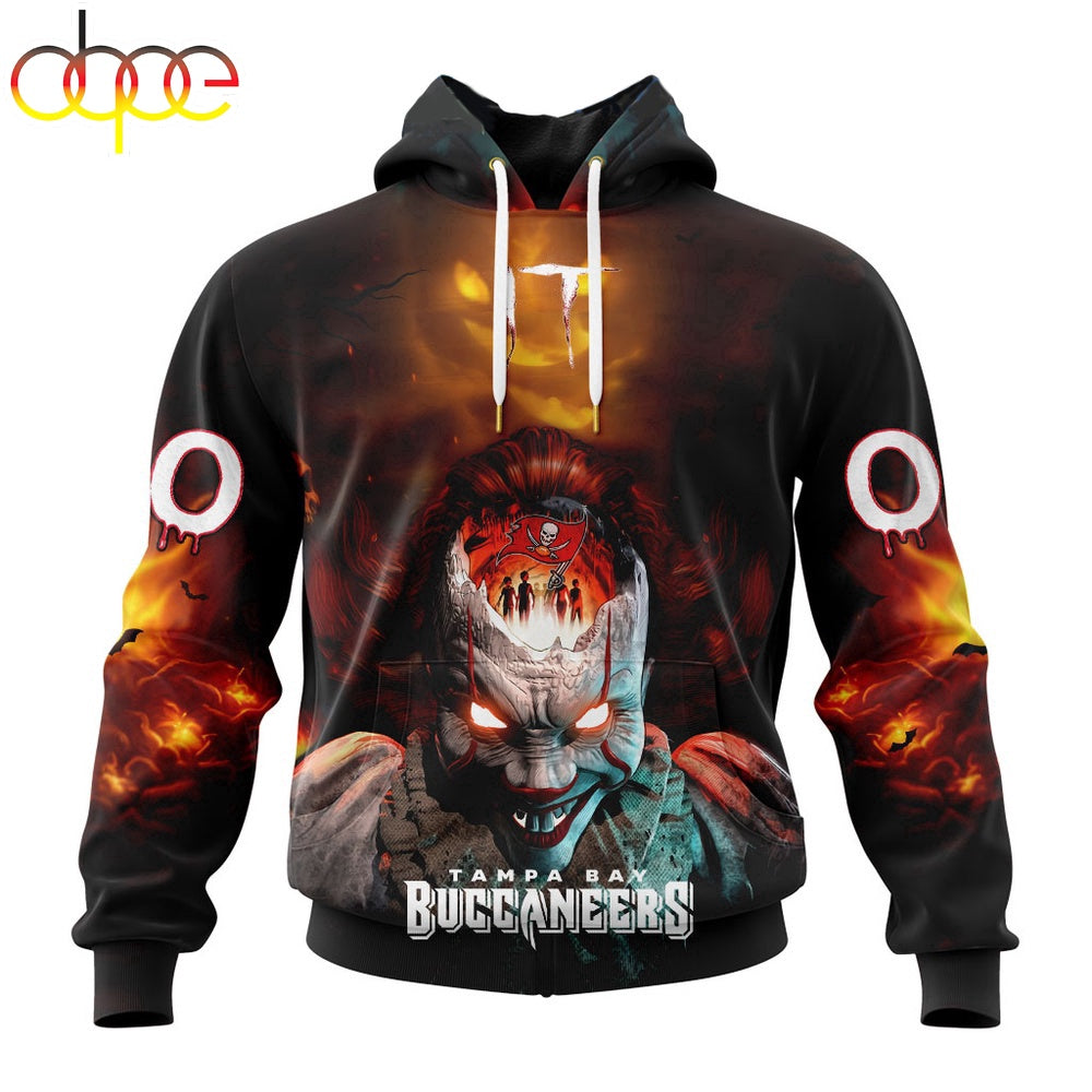Custom Name And Number NFL Tampa Bay Buccaneers Halloween Badut Mematikan 3D Hoodie Shirt