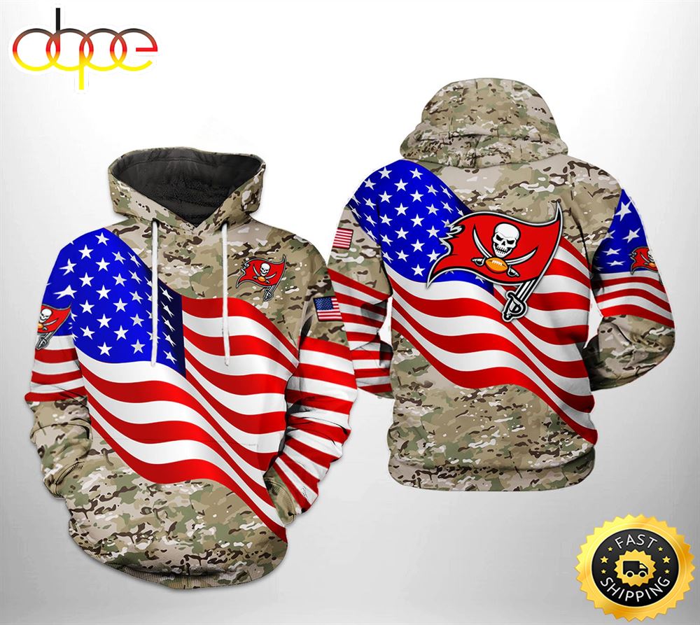 Tampa Bay Buccaneers NFL US Flag Camo Veteran Team 3D Printed HoodieZipper Hoodie