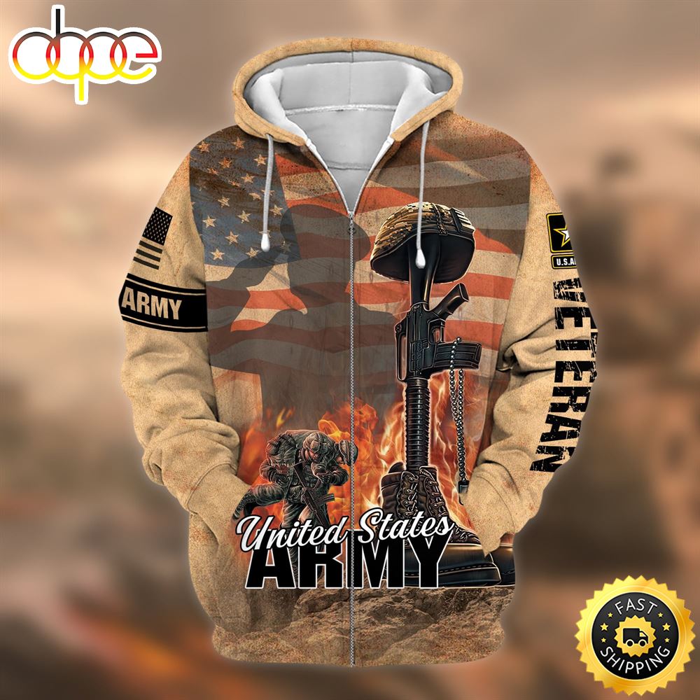 Unique U.S. Army Veteran Zip Hoodie Gift