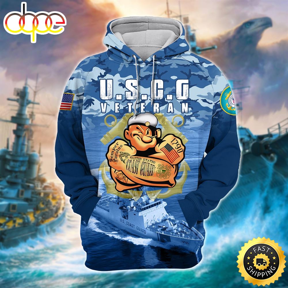 Unique U.S. Coast Guard Veteran Zip Hoodie
