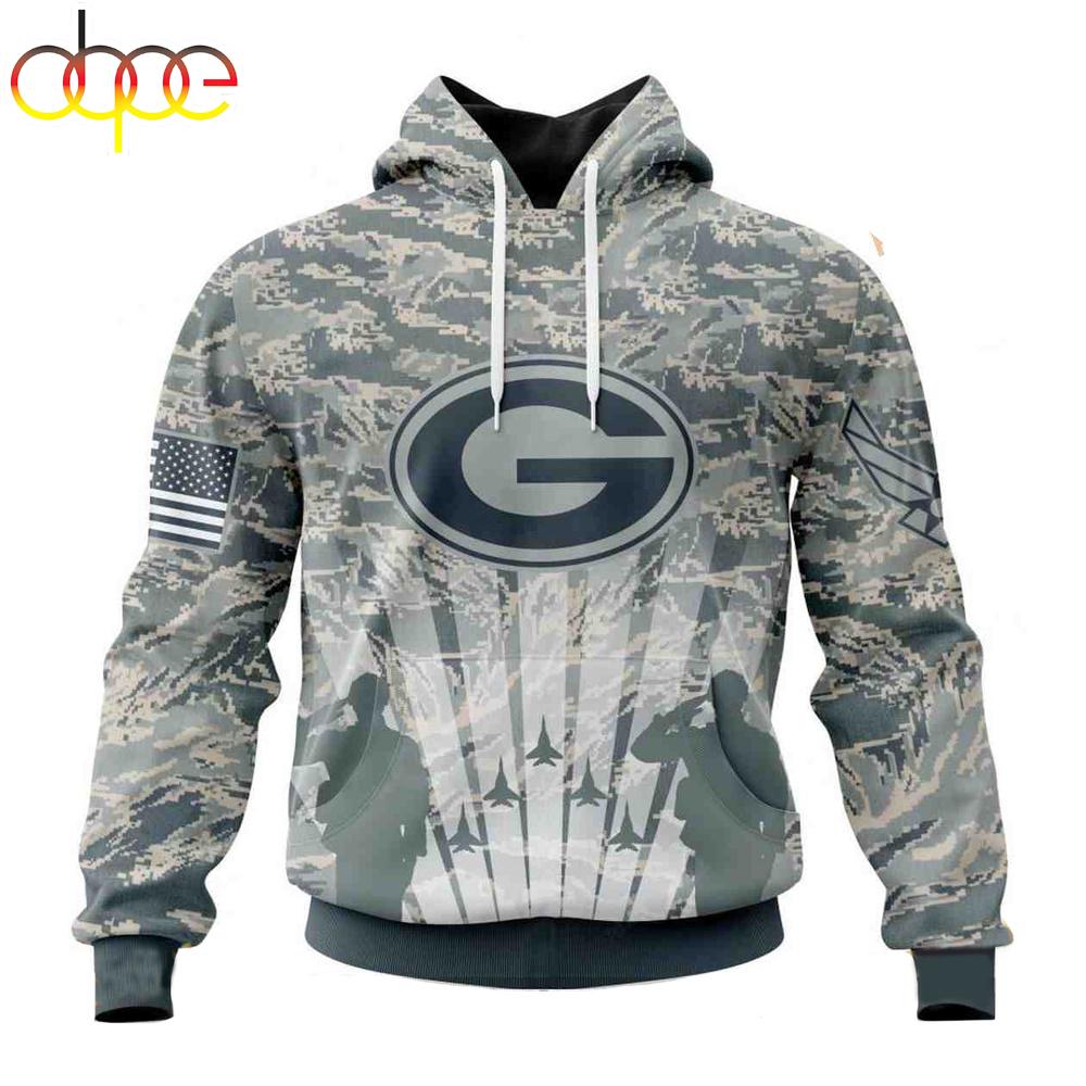 Custom Name And Number NFL Green Bay Packers Honor US Air Force Veterans 3D Hoodie Shirt