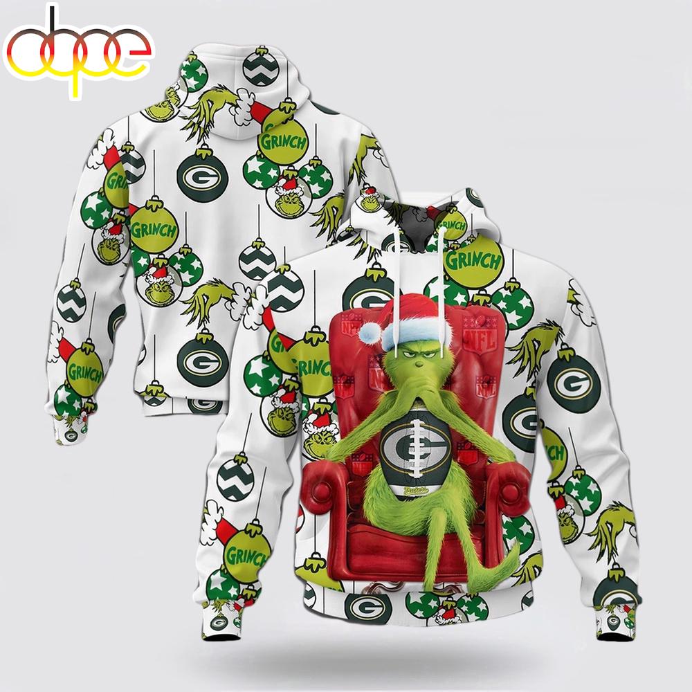 NFL Green Bay Packers Grinch Christmas All Over Print Hoodie Shirt