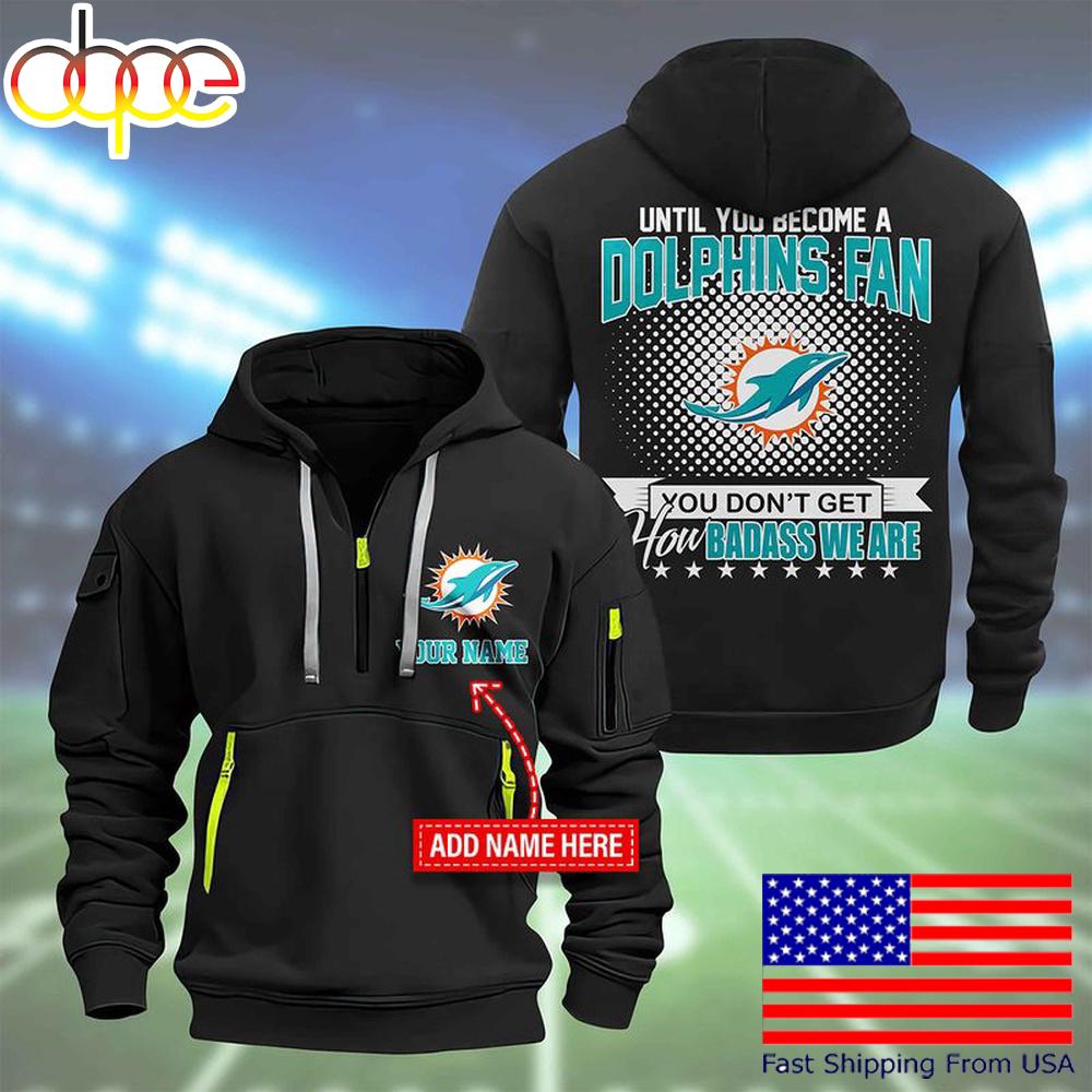 NFL Miami Dolphins Super Bowl LIX Custom Name Limited Edition Quarter Zip Hoodie